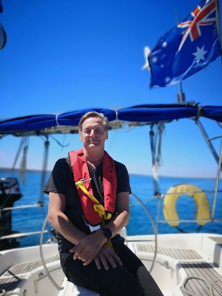 Mark Jensen on his boat